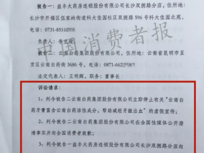 律師起訴云南白藥：涉嫌虛假宣傳侵害了消費(fèi)者的知情權(quán)
