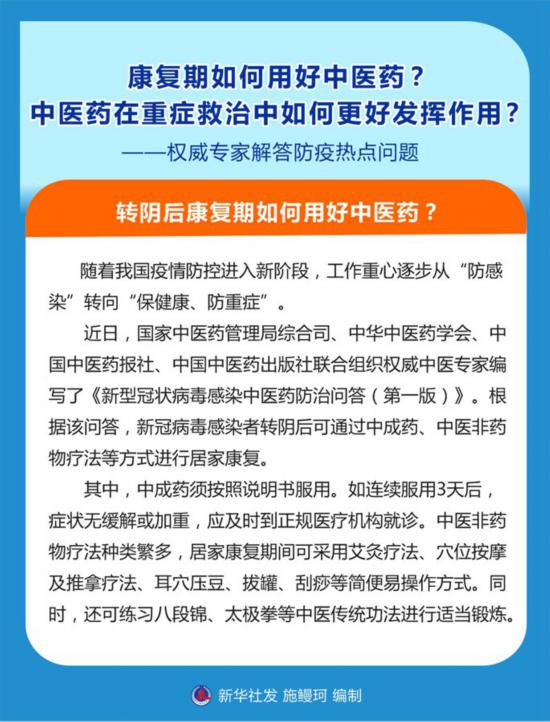 康復(fù)期如何用好中醫(yī)藥？中醫(yī)藥在重癥救治中如何更好發(fā)揮作用？——權(quán)威專家解答防疫熱點(diǎn)問題