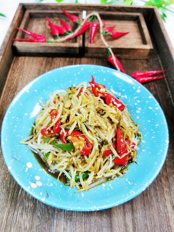 醋溜綠豆芽的做法-酸辣味炒菜譜