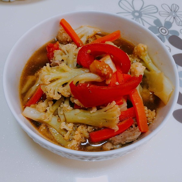 西紅柿燜菜花的做法-家常味燜菜譜