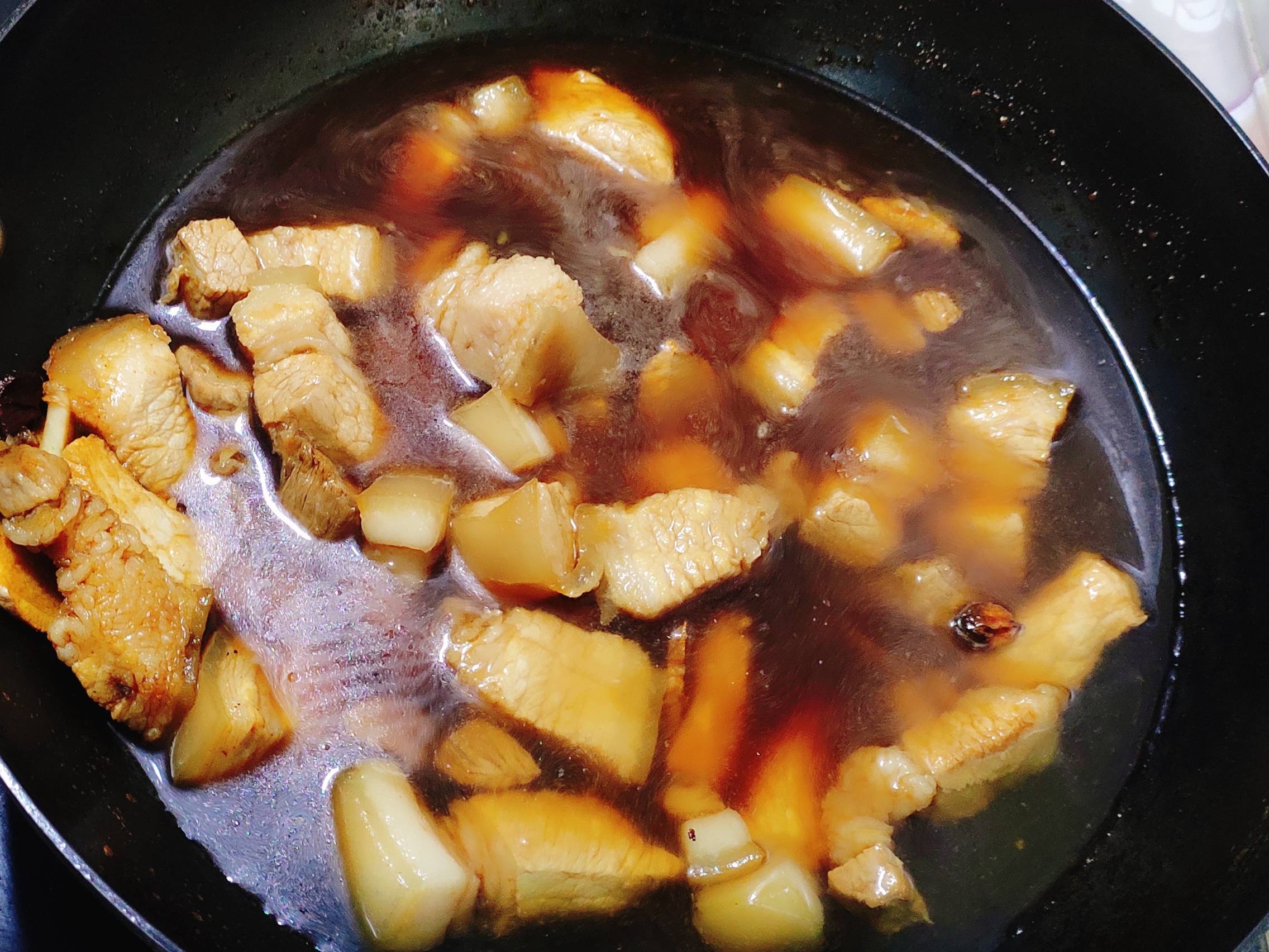 不放一滴油的紅燒肉燉山藥的做法-甜味燉菜譜
