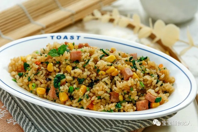 午餐肉燜飯  【寶寶輔食】的做法-咸鮮味燜菜譜